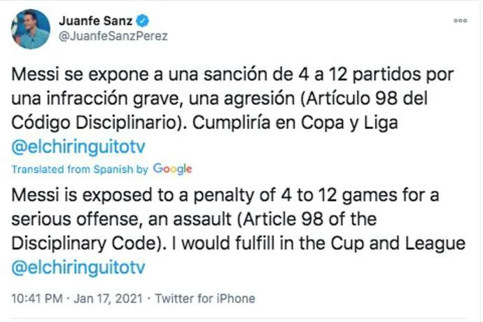 Primeiro cartão vermelho de Messi: Banido entre 4 e 12 jogos