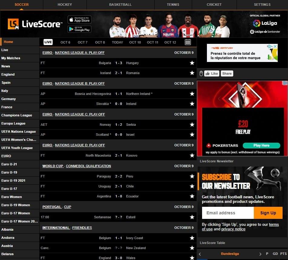 LiveScore - Acompanhe Todos Os Jogos Online - Ao Vivo Esporte