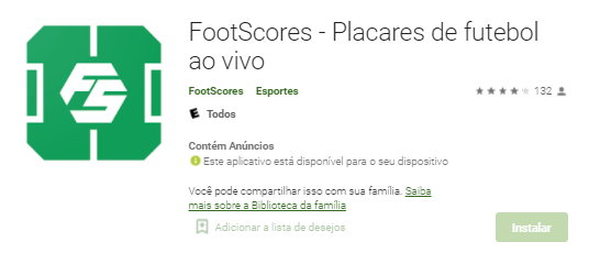 FootScores App - Acompanhe o placar e o resultado ao vivo